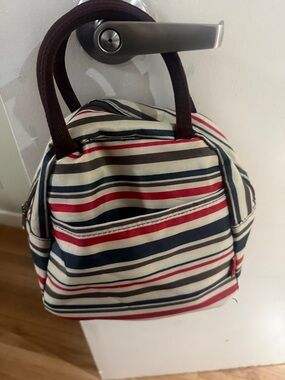 Striped Canvas Tote Bag in Cream, Navy & Red